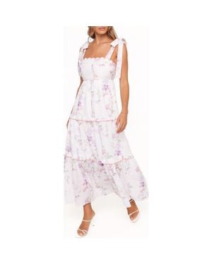 Petal & Pup Aurelia Eyelet Tie Strap Tiered Maxi Dress - Purple