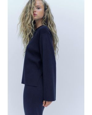 H&M Oversized Fine-Knit Sweater - Blue