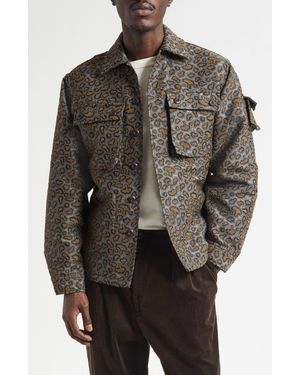 Beams Plus Camo Jacquard Shirt Jacket - Brown