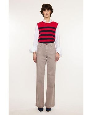 Kancan Tracy High Rise Loose Flare Jeans - Red