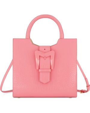 Mac Duggal Crocodile Leather Buckle Detail Medium Tote Bag - Pink