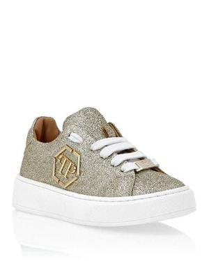 Philipp Plein Glitter Lo-Top Sneakers Hexagon Girl - Metallic