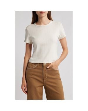 Rails Muse Pointelle Crop T-Shirt - White