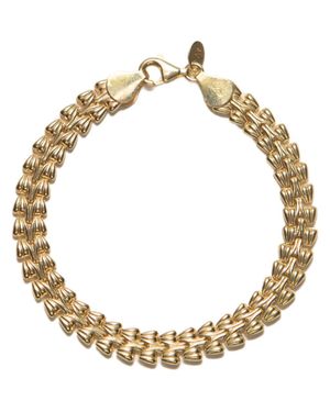 Argento Vivo Sterling Silver Panther 18 Karat Plate Link Bracelet - Metallic