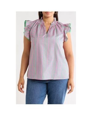 Sugarlips Valda Stripe Ruffle Top - Purple