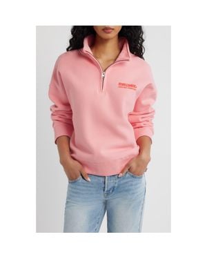 Rip Curl Surf Puff Logo Quarter Zip Sweatshirt - Pink