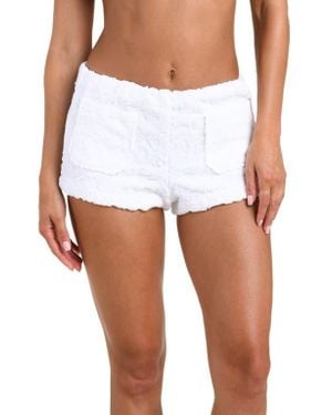 L'Agence Amiya Cotton Terry Cover-Up Shorts - White