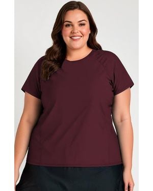 Calypsa Plus Size Loose Fit Adele Swim Top - Purple