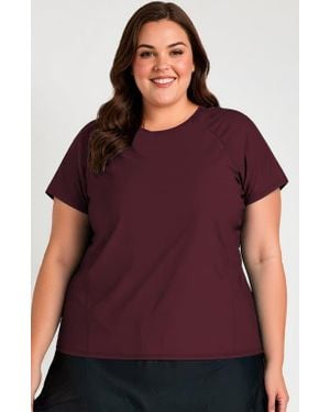 Calypsa Plus Size Loose Fit Adele Swim Top - Purple
