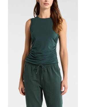 Zella Breathe Ruched Tank - Green