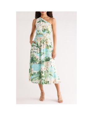 Sugarlips Piti Town Islay Smocked One-Shoulder Midi Dress - Green