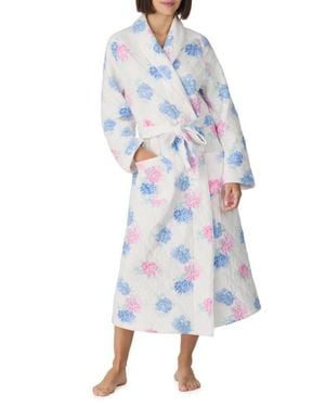 Eileen West Ballet Quilted Wrap Robe - Blue
