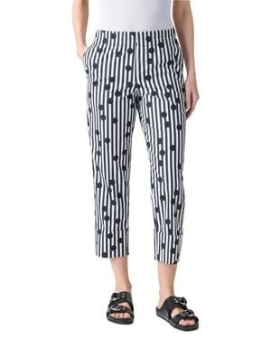 Akris Punto Farrell Cuffed Polka Dot Stripe Cotton Poplin Crop Pants - White