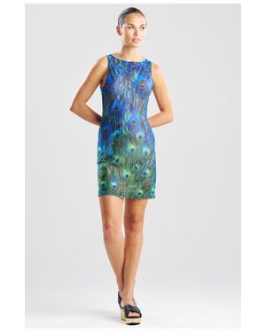 Natori Peacock Mesh Mini Dress - Blue