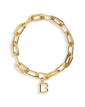 Balenciaga 'B' Link Pendant Collar Necklace - Metallic