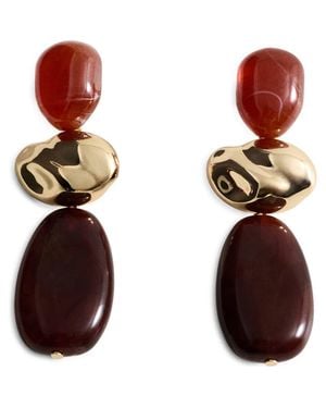 Mango Statement Drop Earrings - Red