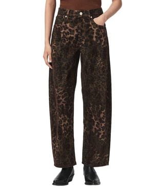 AllSaints Sadie Leopard Print Barrel Leg Jeans - Black