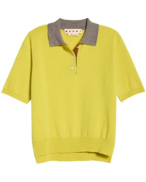 Marni Short Sleeve Cashmere Polo Sweater - Yellow