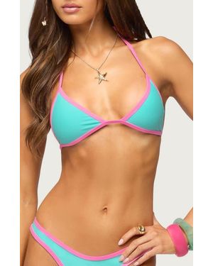 Edikted Dina Contrast Triangle Bikini Top - Blue