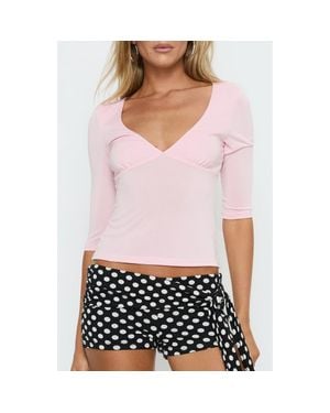 Princess Polly Back To Friends V-Neck Top - White