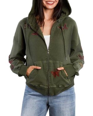 Billy T Butterfly Front Zip Hoodie - Green