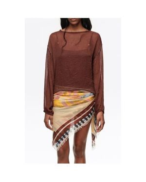 Bimba Y Lola Boxy Sweater With Metallic Beads - Brown