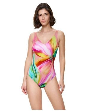 Gottex Floral Rhythm V-Neck One Piece - Red