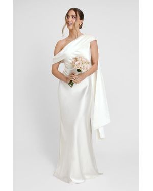Six Stories Drape One Shoulder Bridesmaid Dress - White
