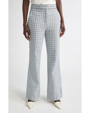 St. John Houndstooth Stretch Cotton Flare Leg Pants - Multicolor