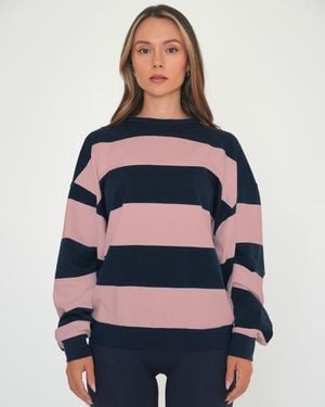 Rebody Active Rugby Stripe Relaxed Sweatshirt - Blue