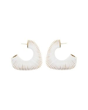 Panacea Leather Cord Wrapped Hoop Earrings - White