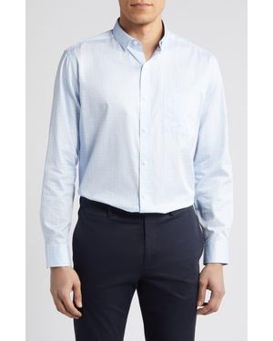 Johnston & Murphy Diamond Print Cotton Button-Up Shirt - White
