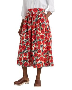 Seasalt Cornwall Mevagissey Organic Cotton Midi Skirt - Red