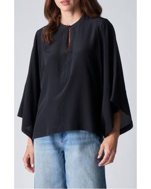 ocean + main Silk Wide Sleeve Top - Black