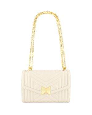 Mac Duggal Chain Quilted Napa Leather Handbag - Natural