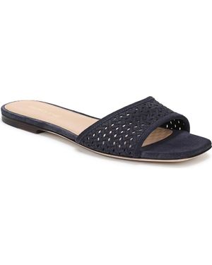 Veronica Beard Myla Perforated Slide Sandal - Blue