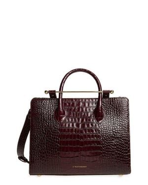 Strathberry Midi Croc Embossed Leather Tote - Purple