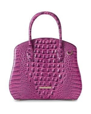 Brahmin Rosetta Croc Embossed Leather Satchel - Purple