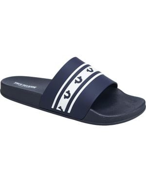 TRUE RELIGION Snoop Colorblock Logo Pool Slide - Blue