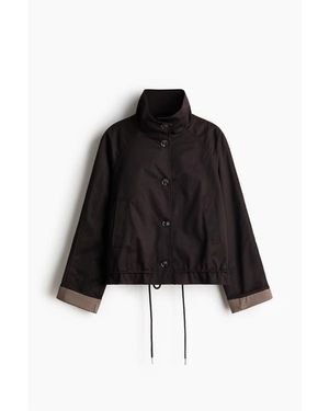 H&M Funnel-Collar Twill Jacket - Black