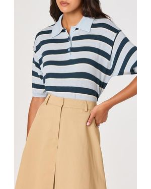 Astr Scottie Stripe Knit Polo - Blue