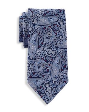 Oak Hill Premium by DXL Big & Tall Fancy Paisley Tie - Blue