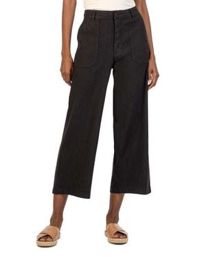 Kut From The Kloth Topaz High Waist Crop Wide Leg Linen Blend Pants - Black