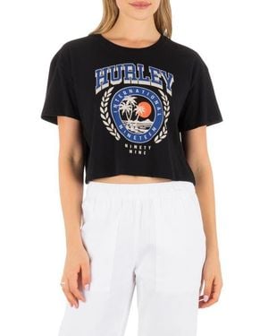 Hurley Academy Graphic Boxy Crop T-Shirt - Black