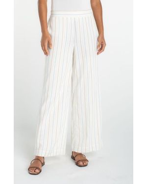 Liverpool Los Angeles Stripe Pull-On Wide Leg Pants - White