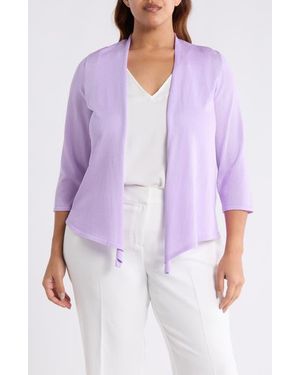 Kasper Self Edge Open Front Cardigan - Purple