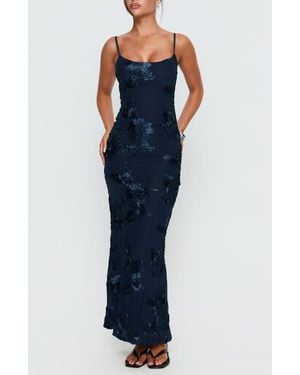 Princess Polly Jacalyn Floral Appliqué Maxi Dress - Blue