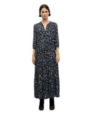 Gerard Darel Corie Floral V-Neck Maxi Dress - Blue