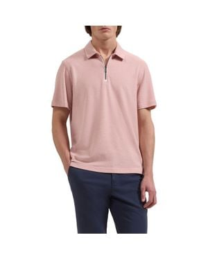 Bugatchi Quarter Zip Polo - Red