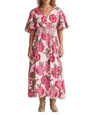 Talisman the Label Harlow Smocked Waist Maxi Dress - Red